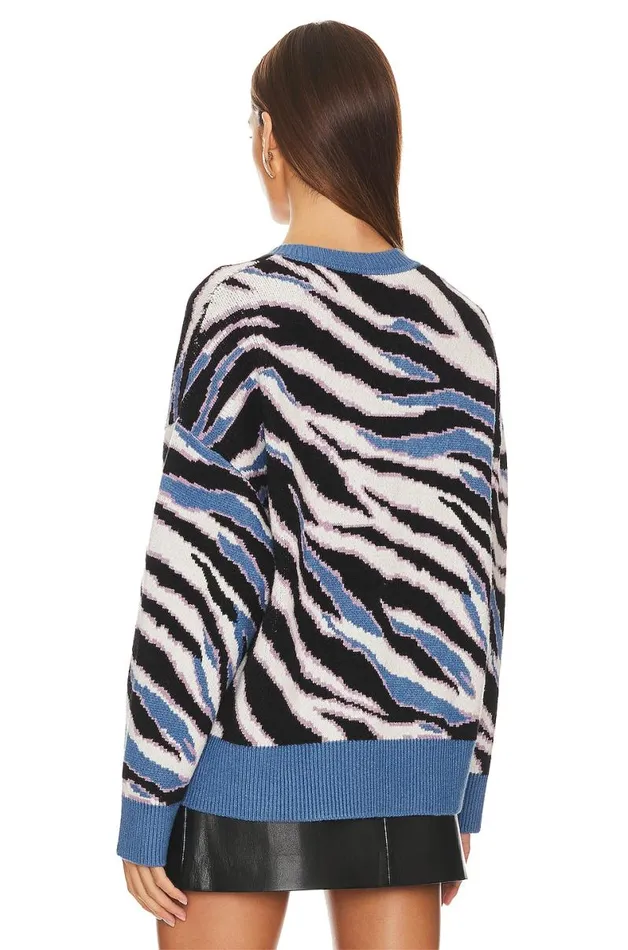 Abstract V Neck Sweater Blue Multi Stripe Women Lovers and Friends Sweaters and Knits