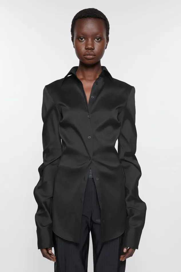 Acne Studios Asymmetric Buttonup Shirt Black Woman Shirts and Blouses