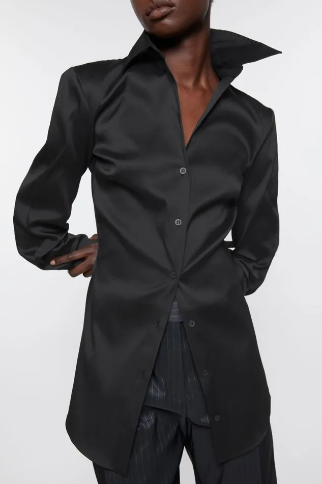 Acne Studios Asymmetric Buttonup Shirt Black Woman Shirts and Blouses