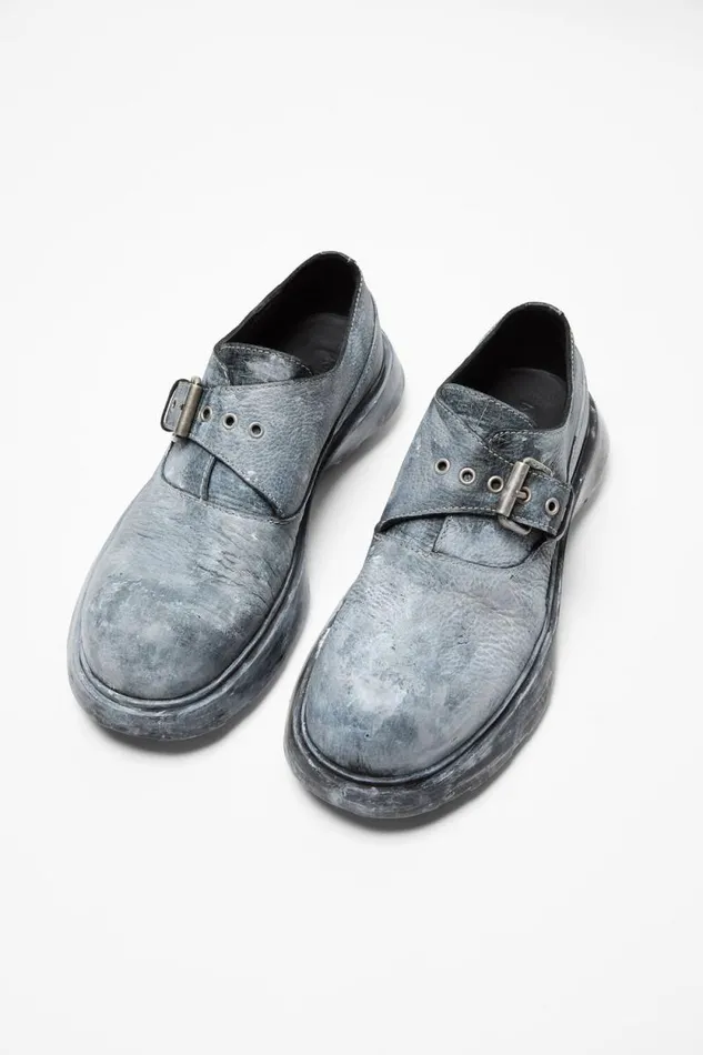 Acne Studios Buckle Leather Shoes Blackgrey Man Shoes
