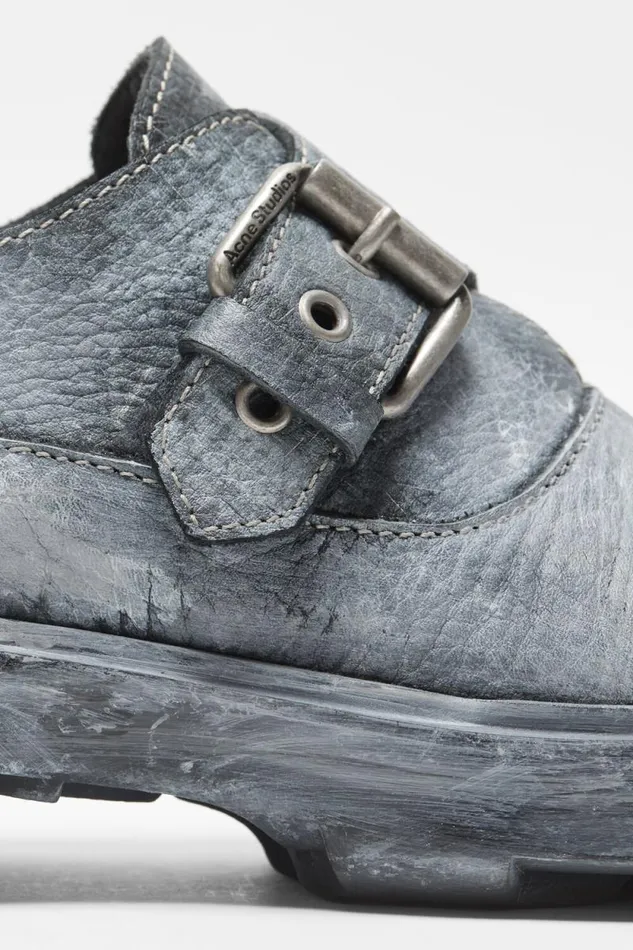 Acne Studios Buckle Leather Shoes Blackgrey Man Shoes