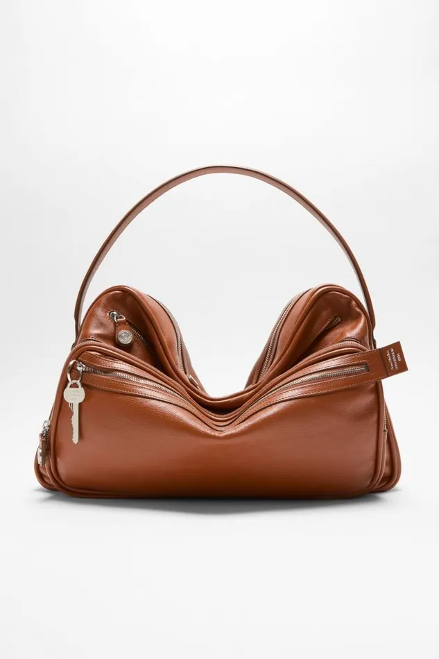 Acne Studios Camero Shoulder Bag Cognac Brown Woman Bags