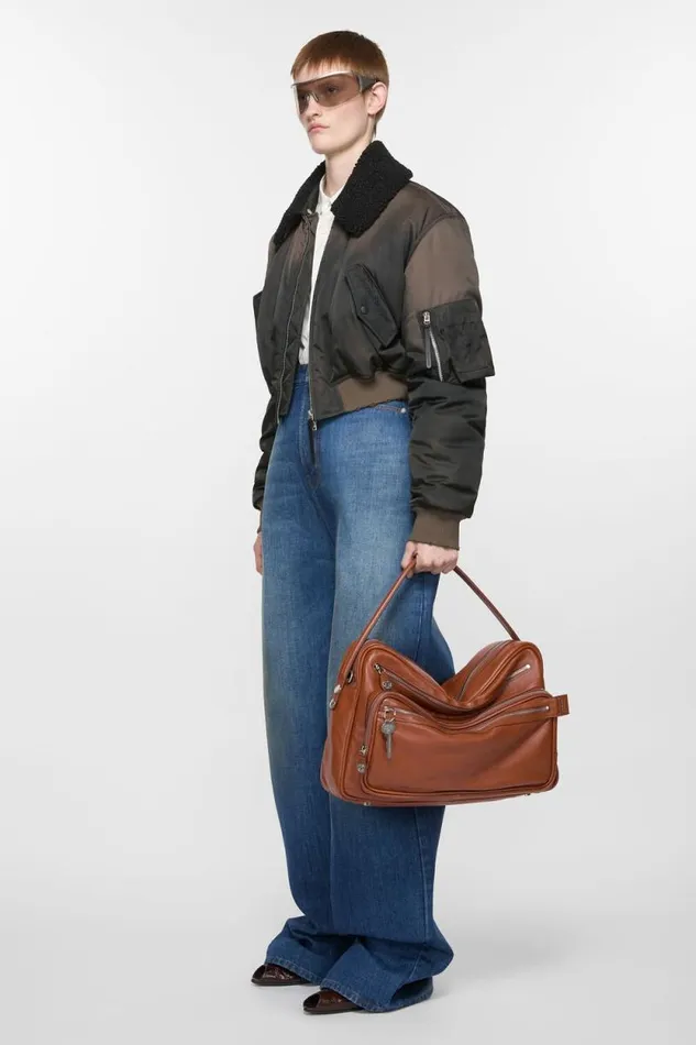 Acne Studios Camero Shoulder Bag Cognac Brown Woman Bags
