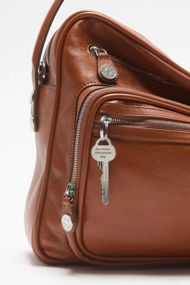 Acne Studios Camero Shoulder Bag Cognac Brown Woman Bags