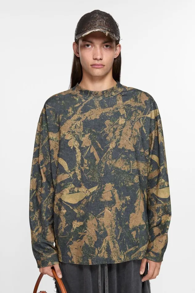 Acne Studios Crew Neck Sweater Mud Brown Camo Man Tshirts