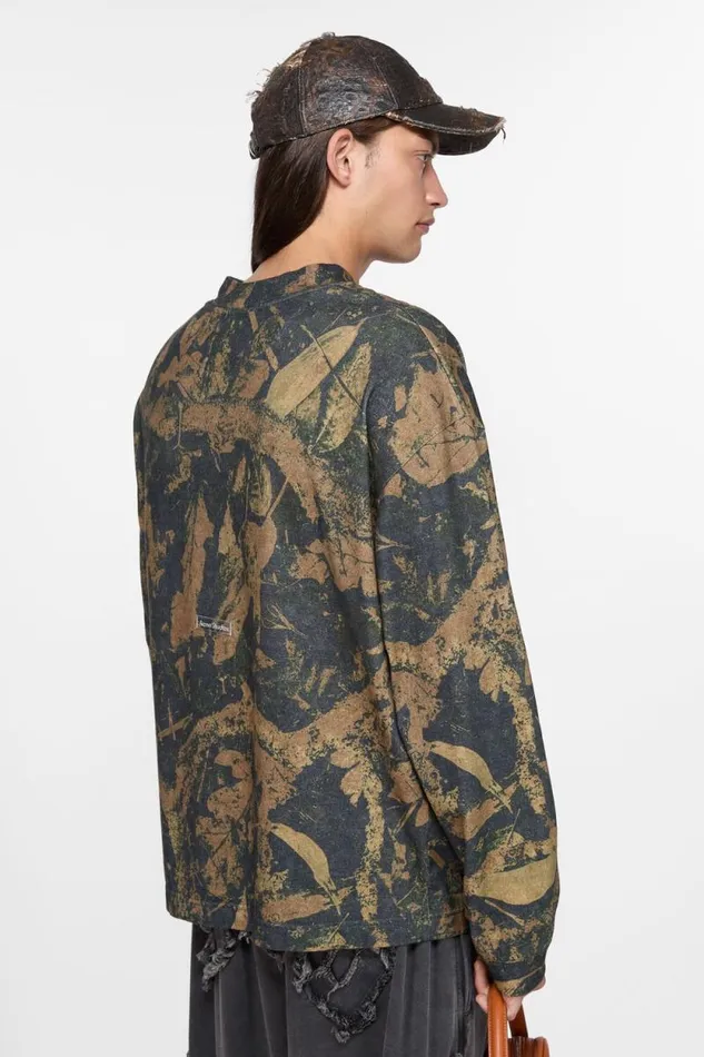 Acne Studios Crew Neck Sweater Mud Brown Camo Man Tshirts