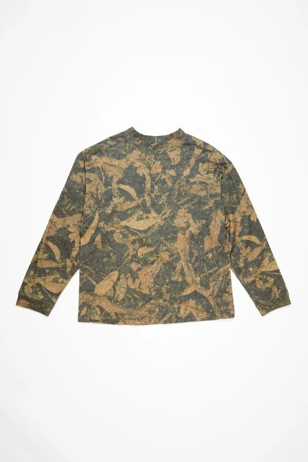 Acne Studios Crew Neck Sweater Mud Brown Camo Man Tshirts