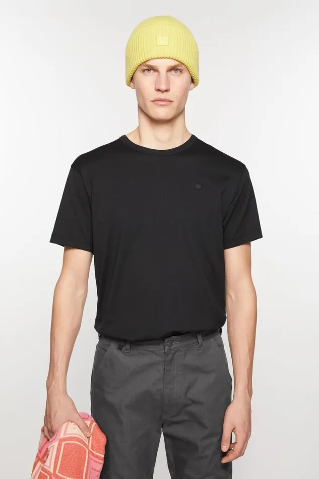Acne Studios Crew Neck Tshirt Regular Fit Black Man Tshirts