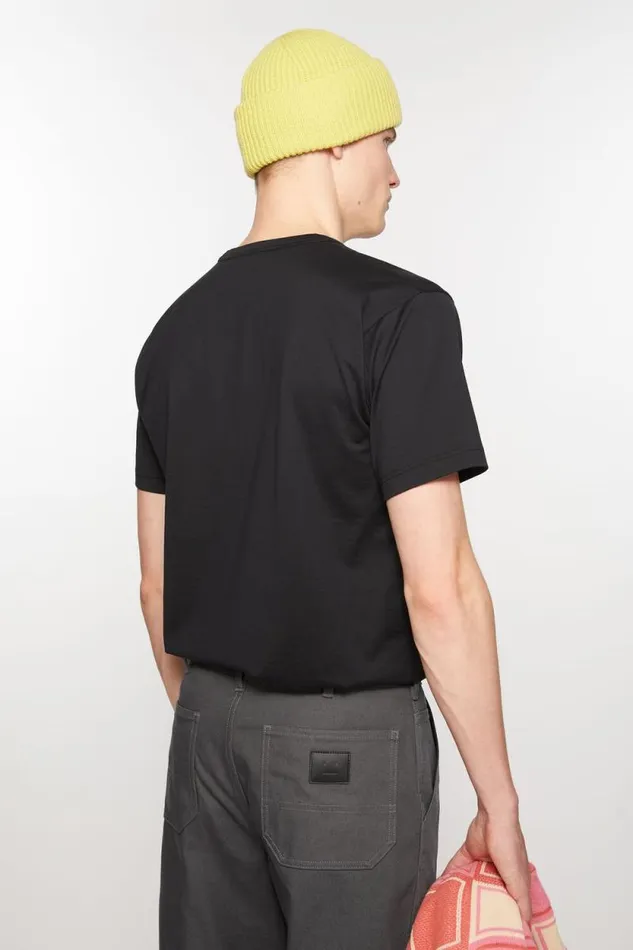 Acne Studios Crew Neck Tshirt Regular Fit Black Man Tshirts