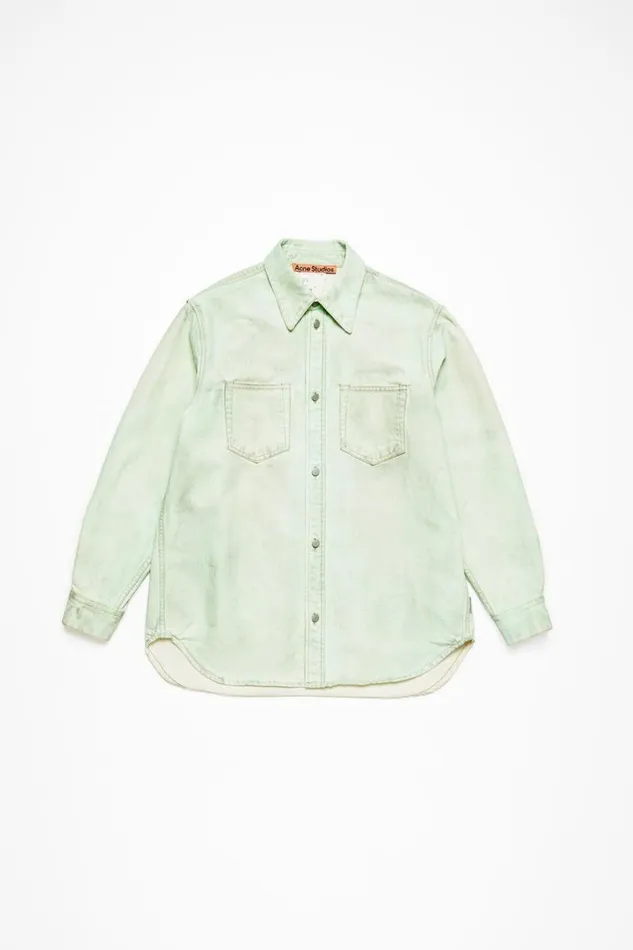 Acne Studios Denim Buttonup Shirt 8211 Relaxed Fit Mint Green Woman Shirts and Blouses