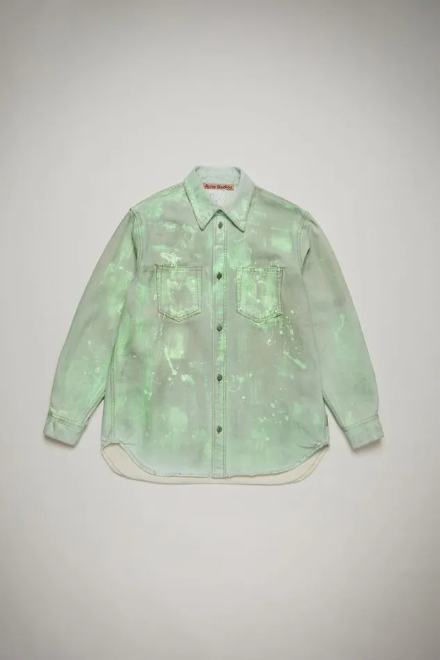 Acne Studios Denim Buttonup Shirt 8211 Relaxed Fit Mint Green Woman Shirts and Blouses