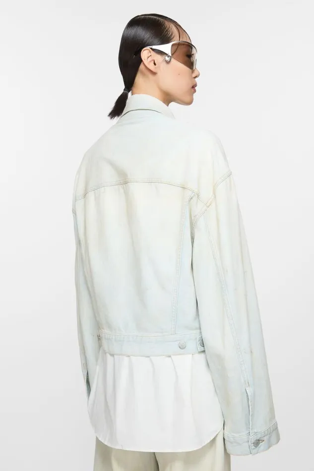 Acne Studios Denim Jacket 8211 Relaxed Cropped Fit Light Bluewhite Woman Outerwear