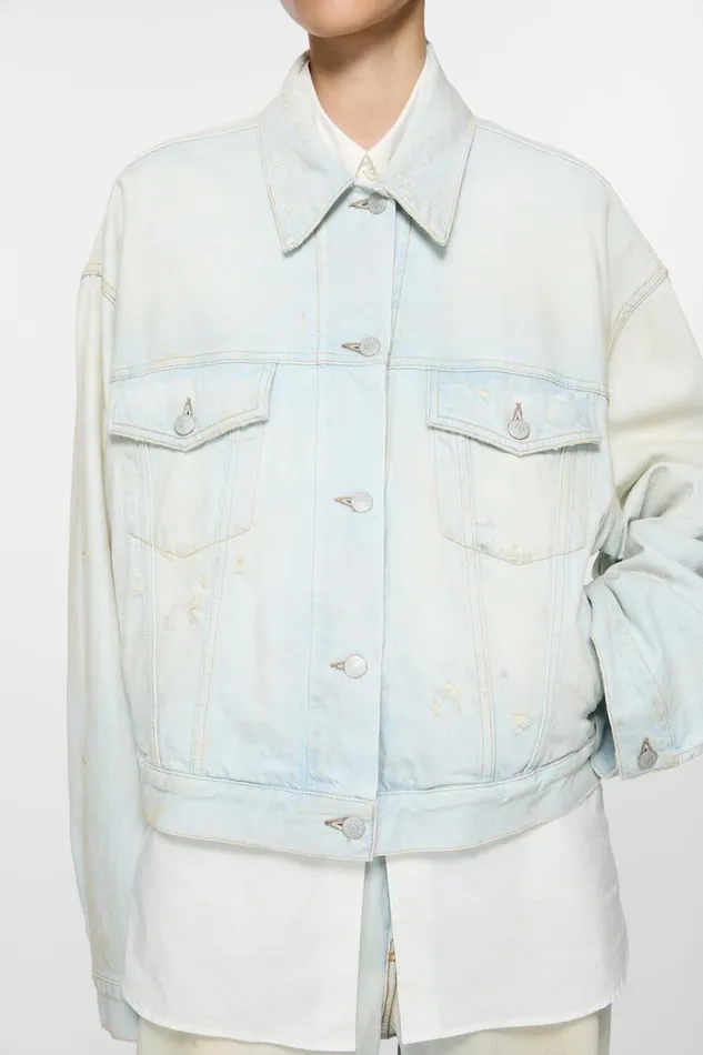 Acne Studios Denim Jacket 8211 Relaxed Cropped Fit Light Bluewhite Woman Outerwear