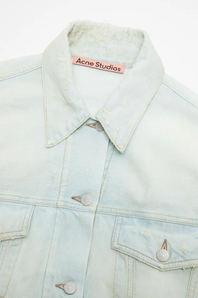 Acne Studios Denim Jacket 8211 Relaxed Cropped Fit Light Bluewhite Woman Outerwear