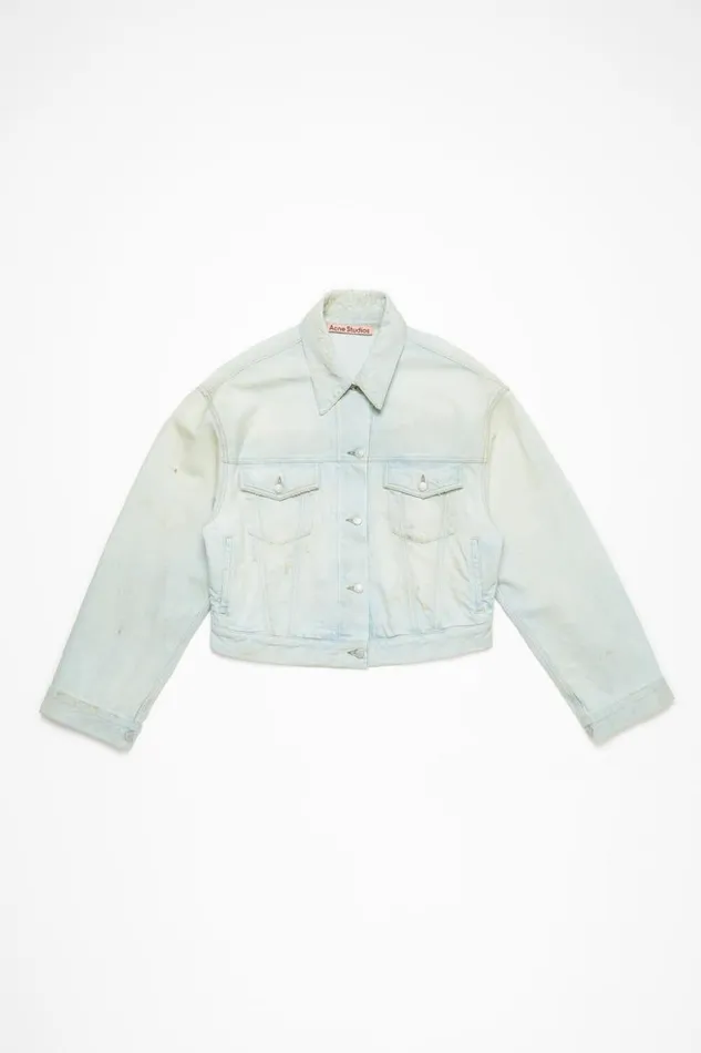 Acne Studios Denim Jacket 8211 Relaxed Cropped Fit Light Bluewhite Woman Outerwear