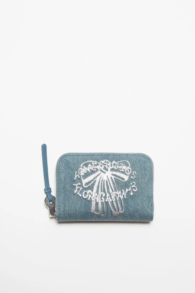 Acne Studios Denim Zip Wallet Dusty Blue Man Small Leather Goods