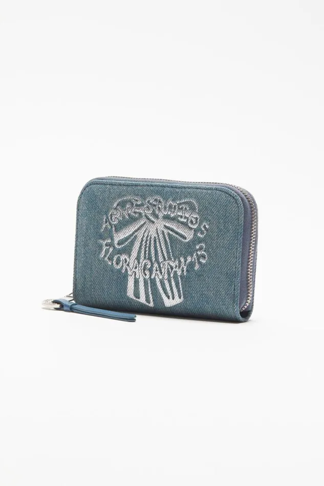 Acne Studios Denim Zip Wallet Dusty Blue Man Small Leather Goods