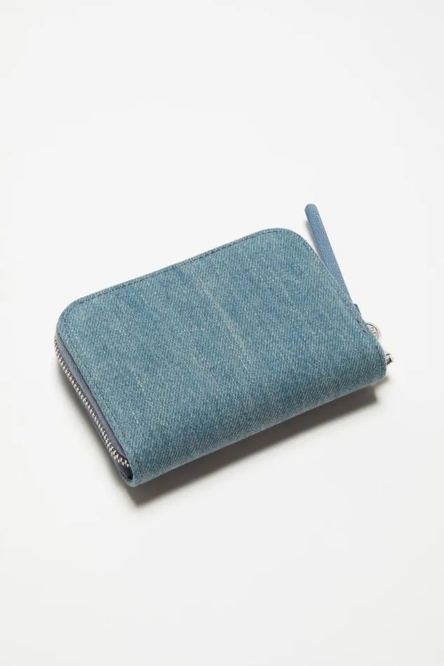 Acne Studios Denim Zip Wallet Dusty Blue Man Small Leather Goods