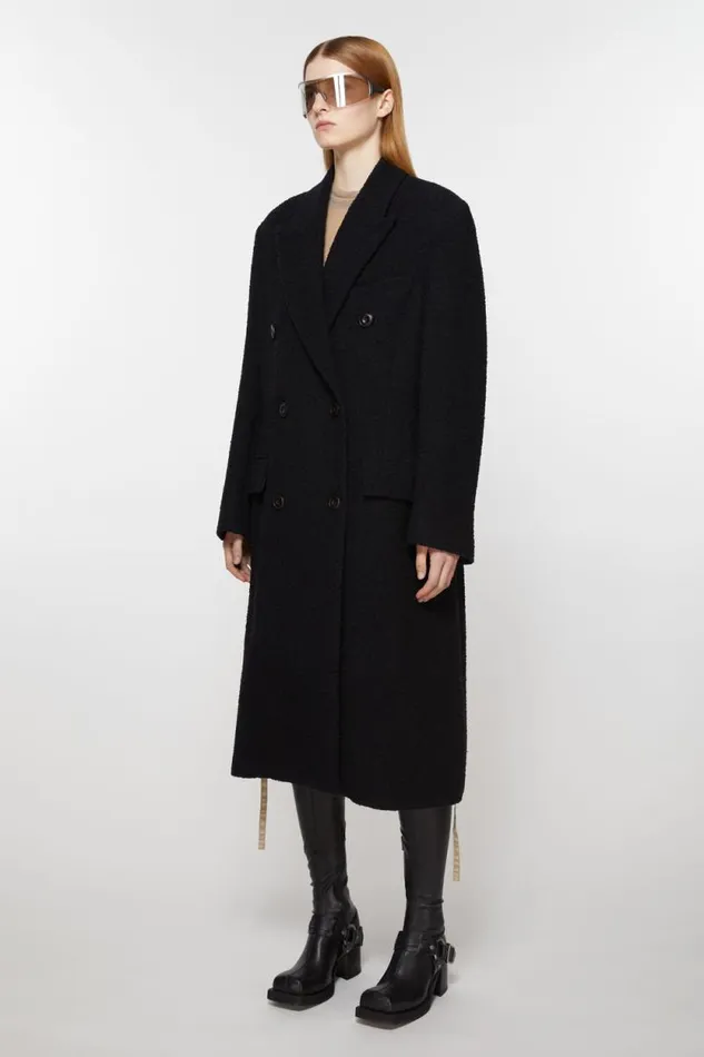 Acne Studios Doublebreasted Wool Coat Black Woman Outerwear