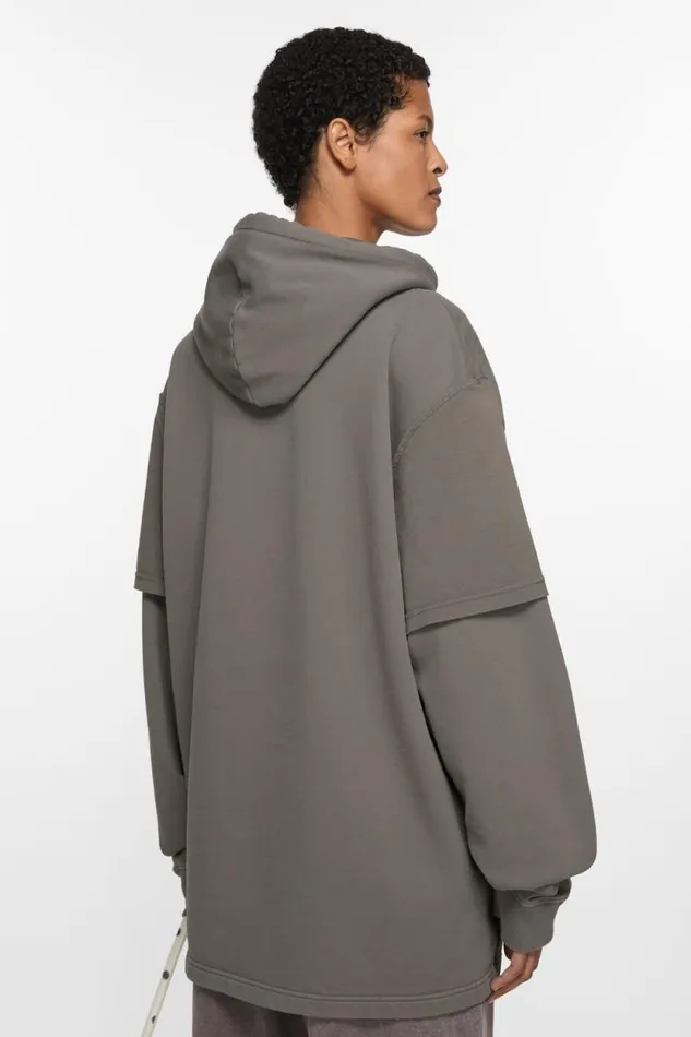 Acne Studios Doublelayered Hoodie Grey Woman Sweatshirts