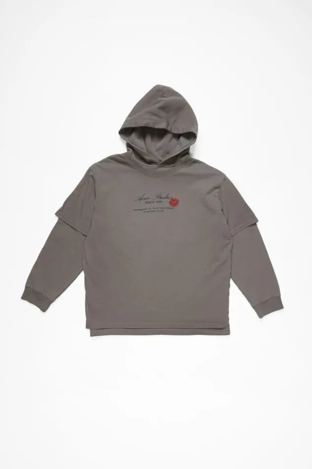 Acne Studios Doublelayered Hoodie Grey Woman Sweatshirts