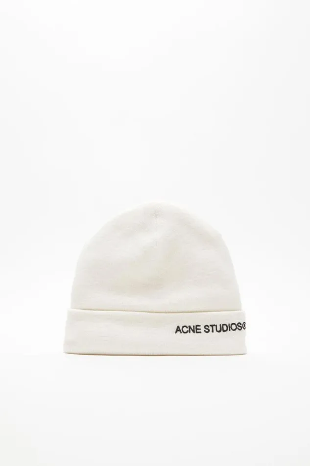 Acne Studios Embroidered Logo Beanie Off White Man Hats
