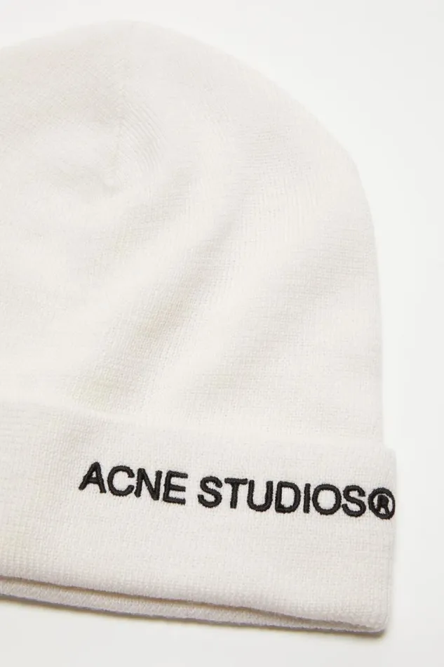 Acne Studios Embroidered Logo Beanie Off White Man Hats