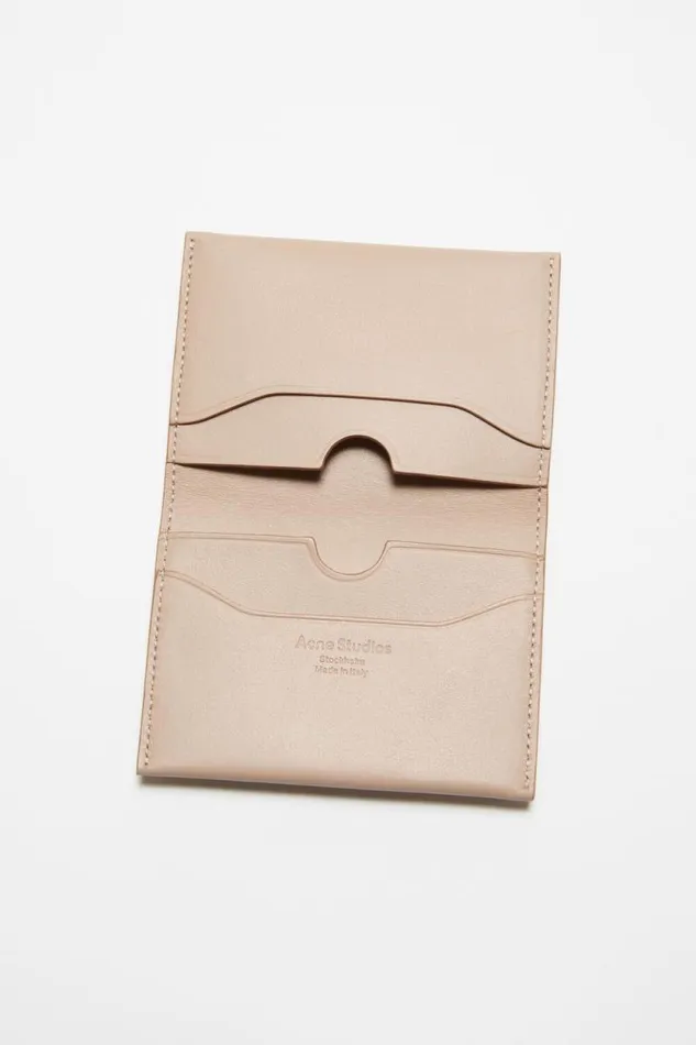 Acne Studios Folded Leather Wallet Taupe Beige Woman Small Leather Goods