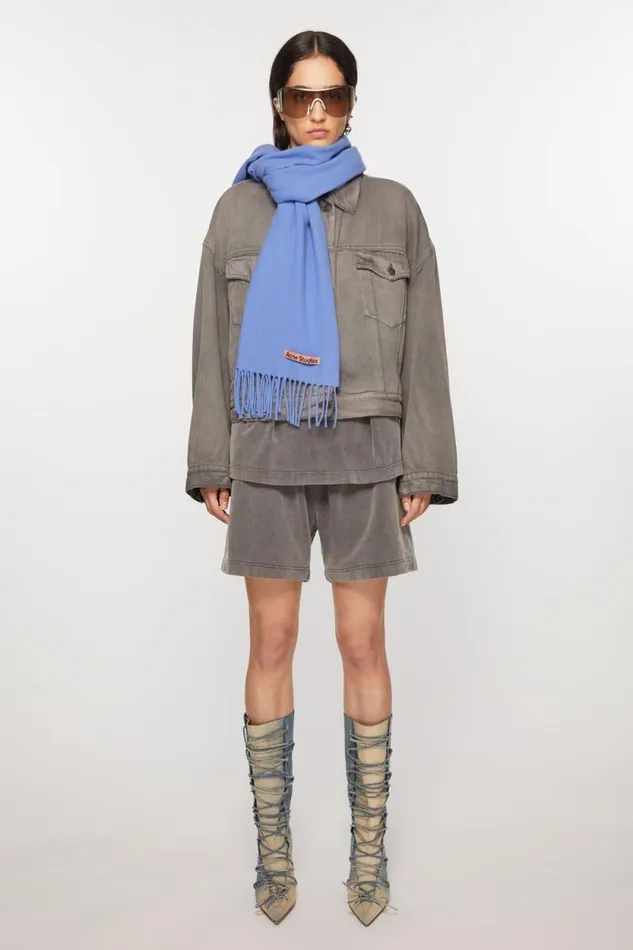 Acne Studios Fringe Wool Scarf 8211 Narrow Sweet Blue Woman Scarves