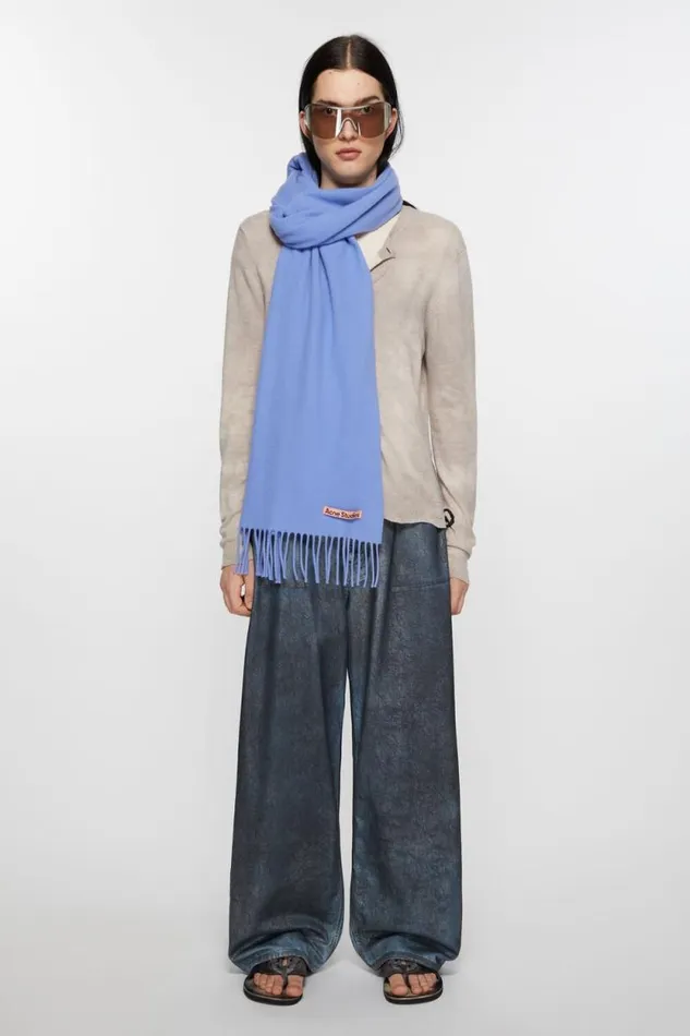 Acne Studios Fringe Wool Scarf 8211 Narrow Sweet Blue Woman Scarves