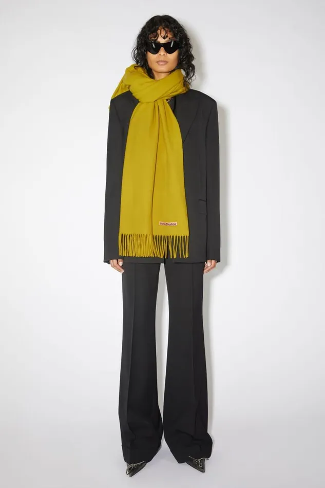 Acne Studios Fringe Wool Scarf 8211 Oversized Acid Yellow Man Scarves