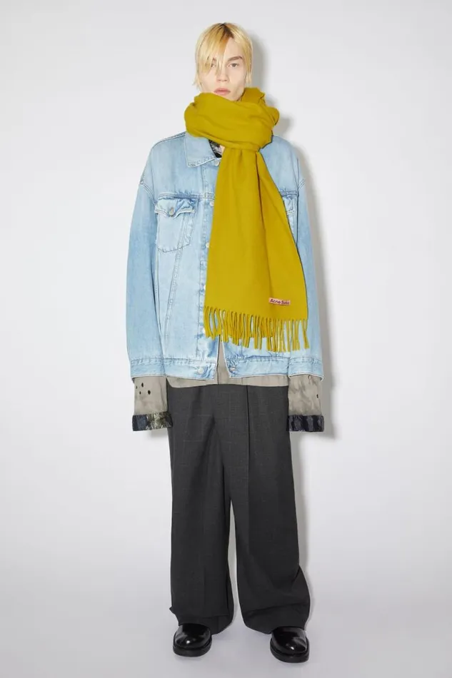 Acne Studios Fringe Wool Scarf 8211 Oversized Acid Yellow Man Scarves