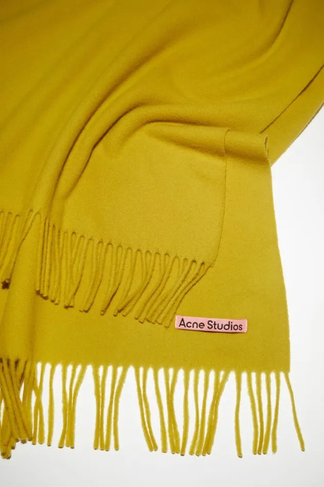 Acne Studios Fringe Wool Scarf 8211 Oversized Acid Yellow Man Scarves