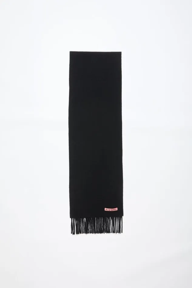 Acne Studios Fringe Wool Scarf 8211 Skinny Black Woman Scarves