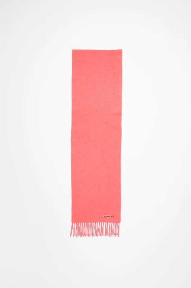 Acne Studios Fringe Wool Scarf 8211 Skinny Fluo Pink Mlange Man Scarves