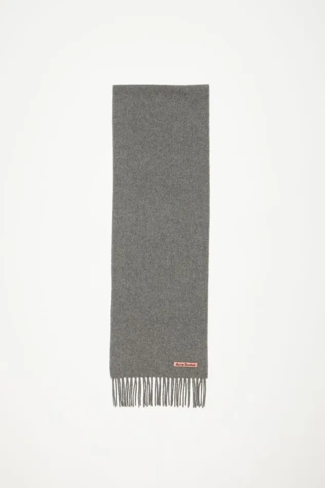 Acne Studios Fringe Wool Scarf 8211 Skinny Grey Melange Woman Scarves