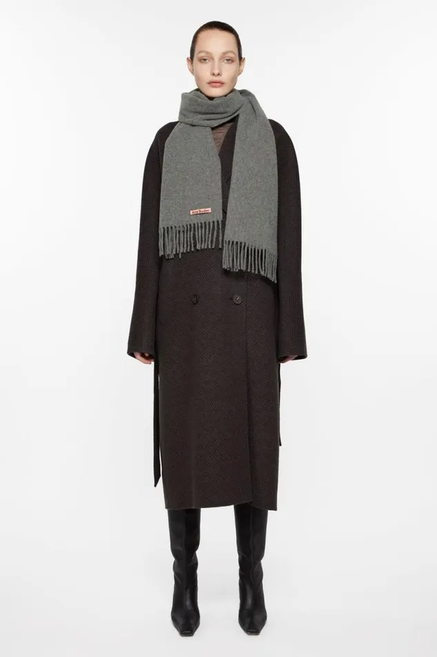 Acne Studios Fringe Wool Scarf 8211 Skinny Grey Melange Woman Scarves