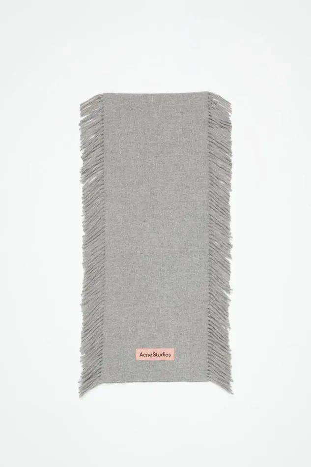Acne Studios Fringe Wool Scarf Light Grey Melange Man Scarves