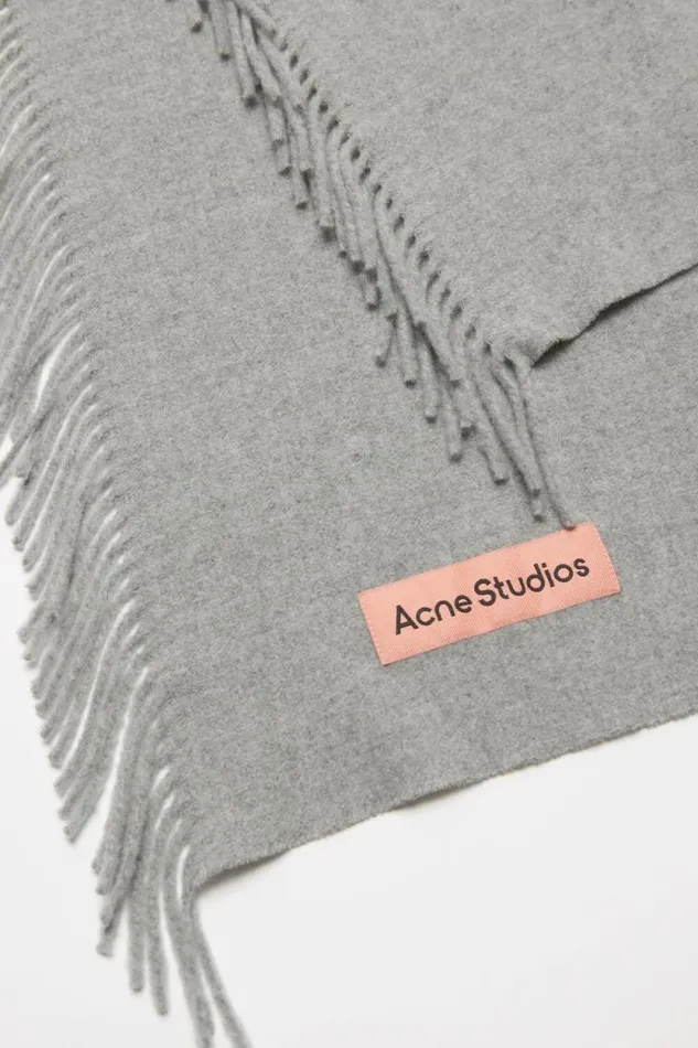 Acne Studios Fringe Wool Scarf Light Grey Melange Man Scarves