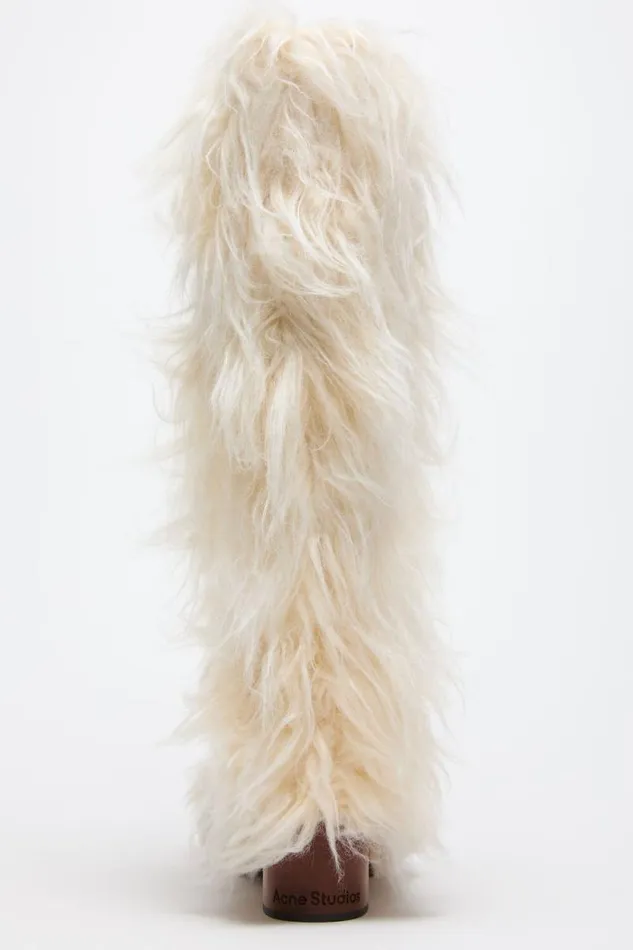 Acne Studios Furry Clog Boots Off White Woman Shoes