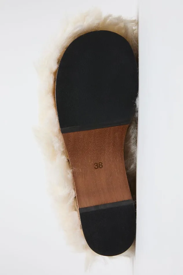 Acne Studios Furry Clog Boots Off White Woman Shoes