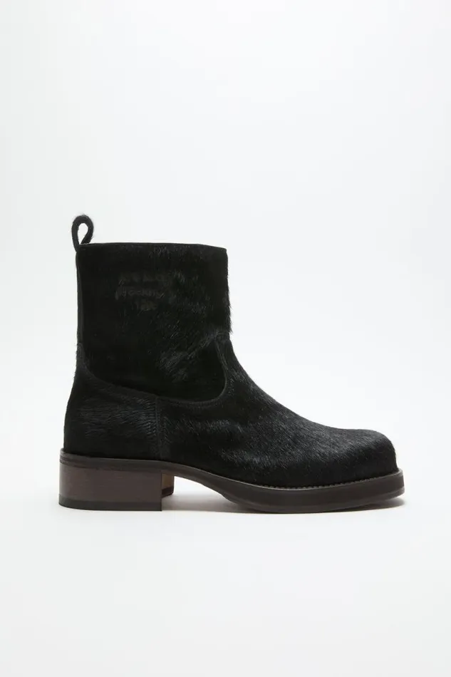 Acne Studios Furry Leather Boot Black Man Shoes