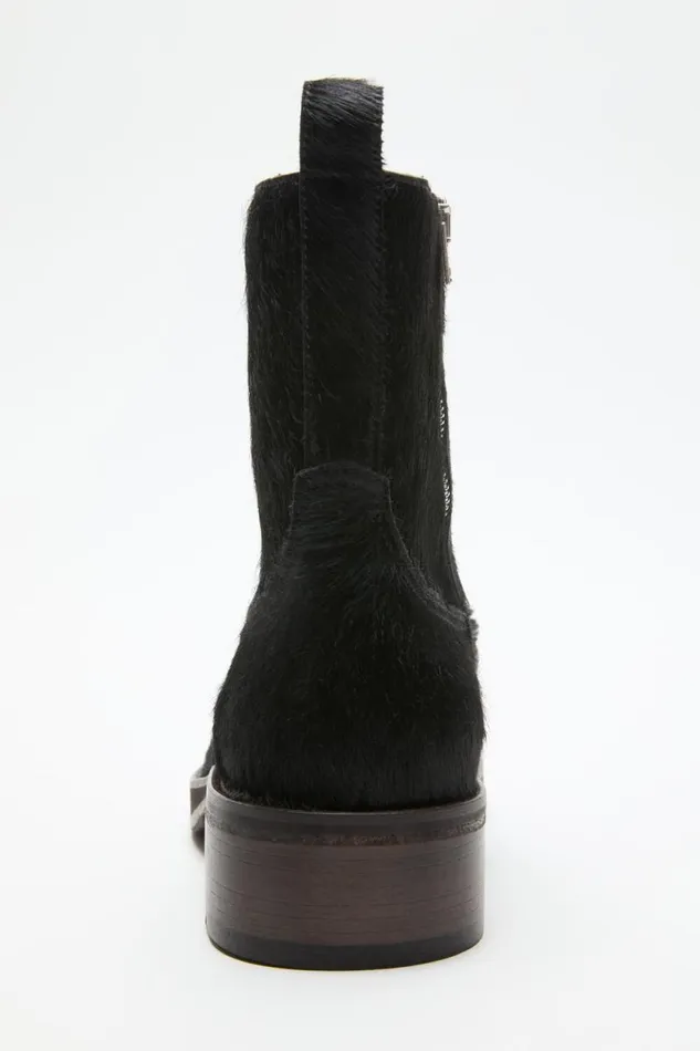 Acne Studios Furry Leather Boot Black Man Shoes