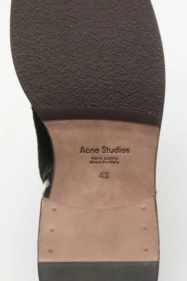 Acne Studios Furry Leather Boot Black Man Shoes