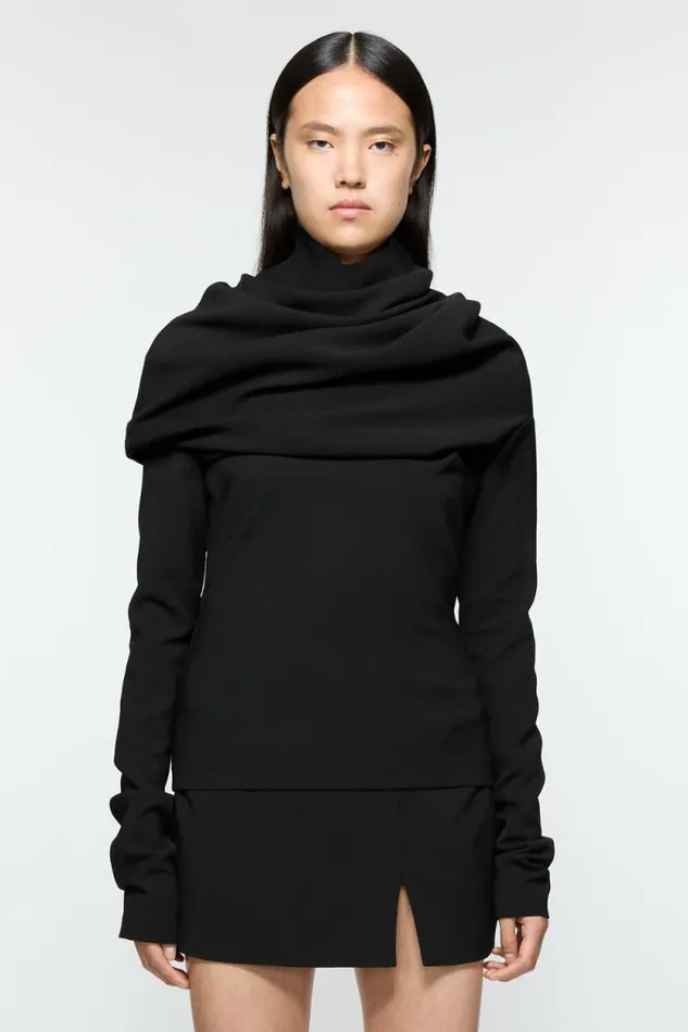 Acne Studios High Neckline Blouse Black Woman Shirts and Blouses