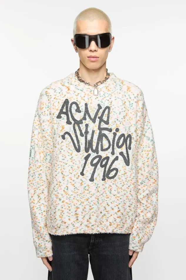 Acne Studios Jumper Printed Logo Multicolor Man Knitwear