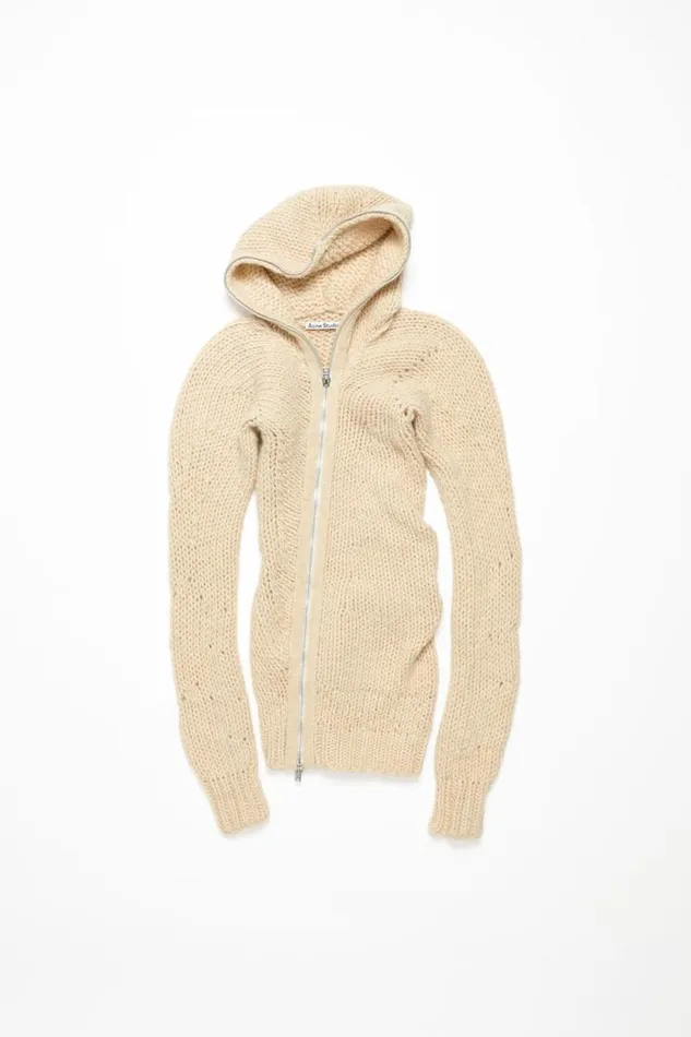 Acne Studios Knit Hooded Dress Ecru Beige Woman Dresses