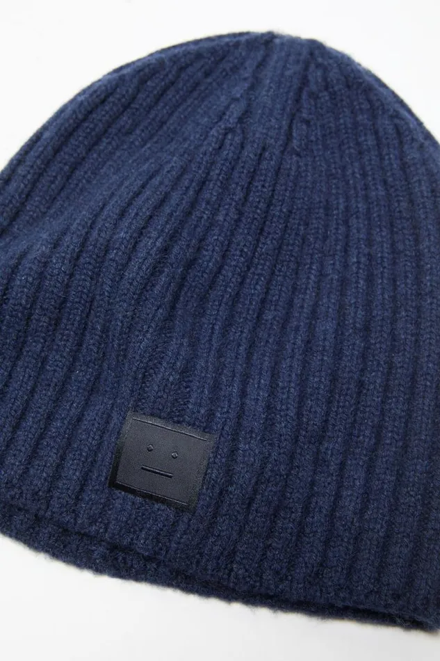 Acne Studios Knitted Beanie Navy Melange Man Hats