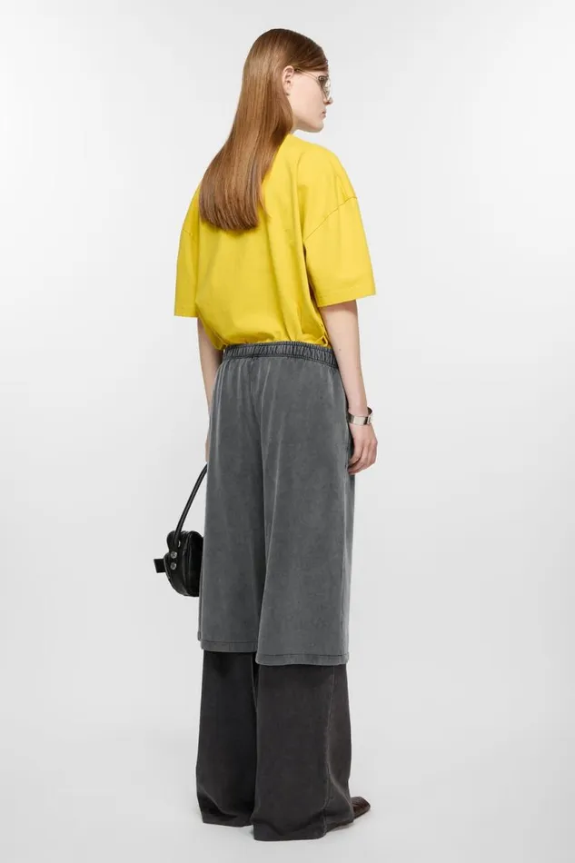 Acne Studios Layered Trousers Anthraciteblack Woman Trousers