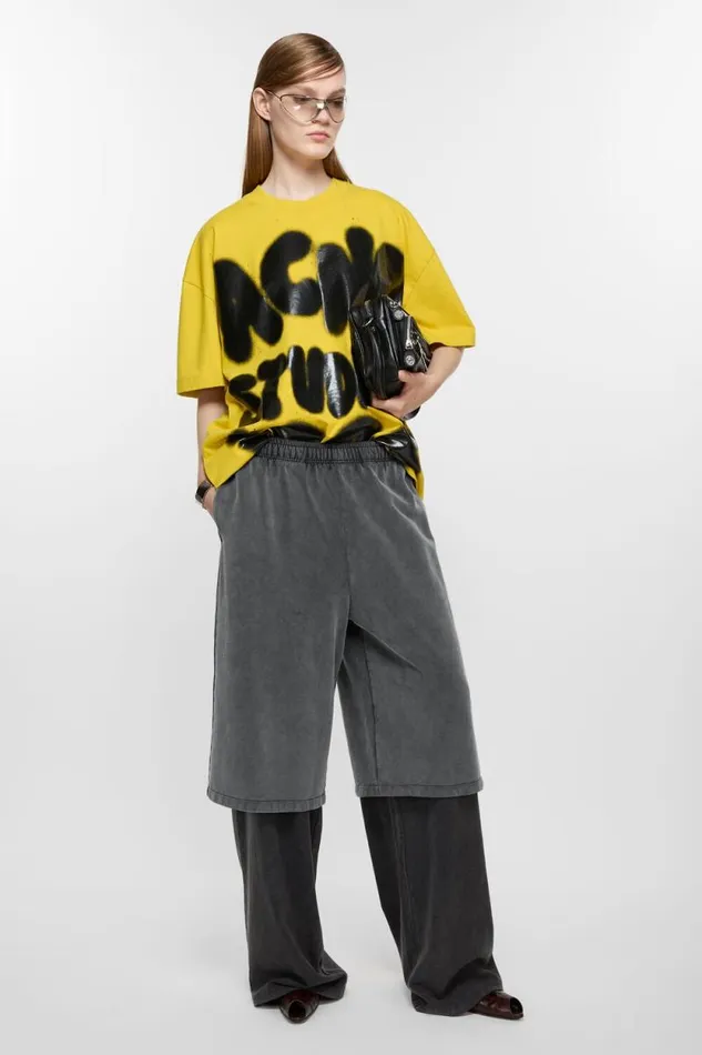 Acne Studios Layered Trousers Anthraciteblack Woman Trousers